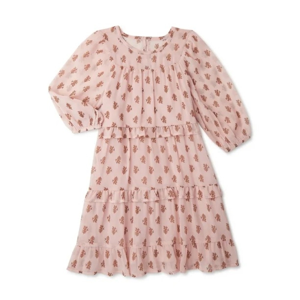 🐺Wonder Nation Pink Floral Tiered Dress